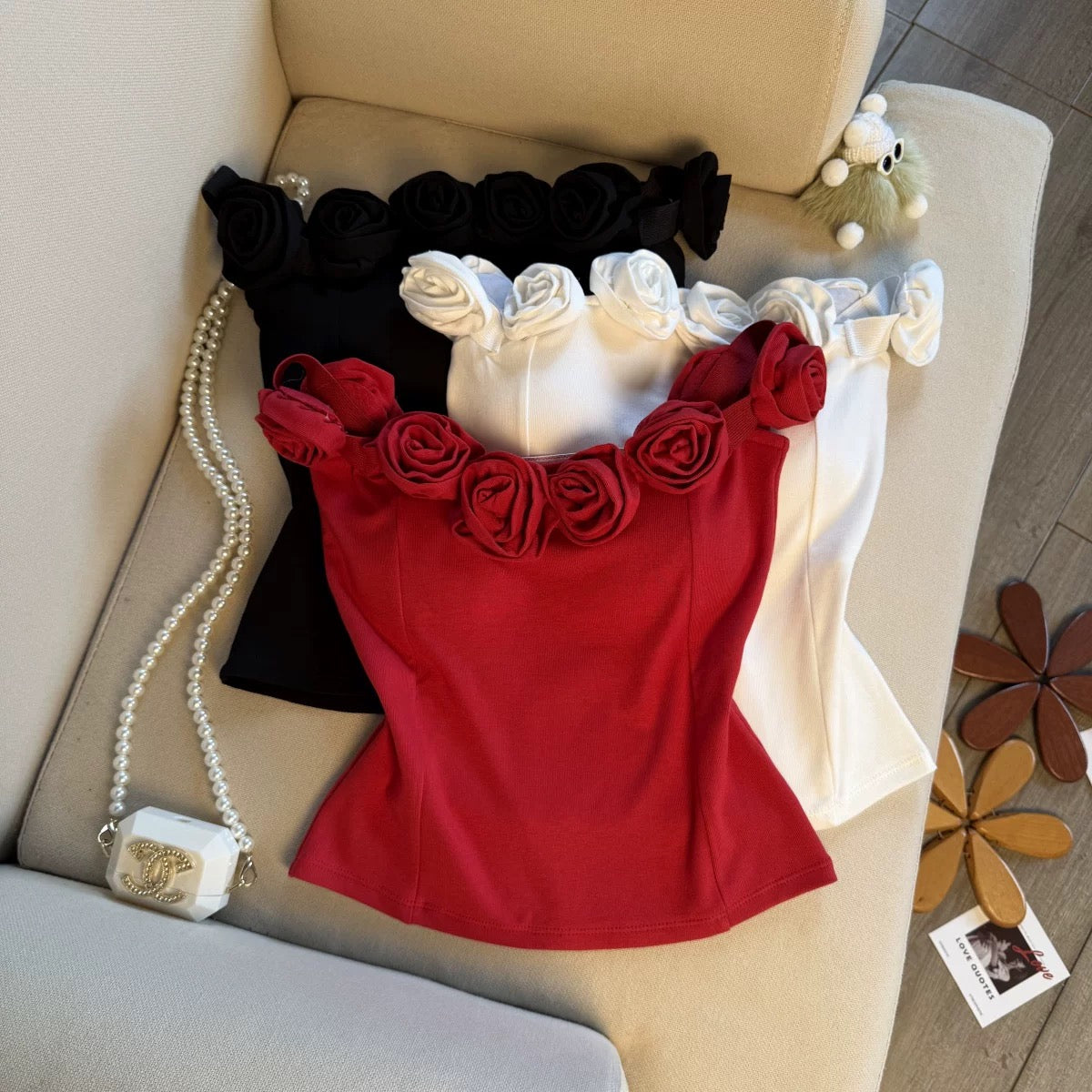 3D Rose Luxe Built-In Bra Top