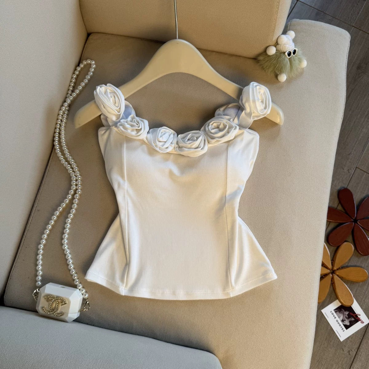 3D Rose Luxe Built-In Bra Top
