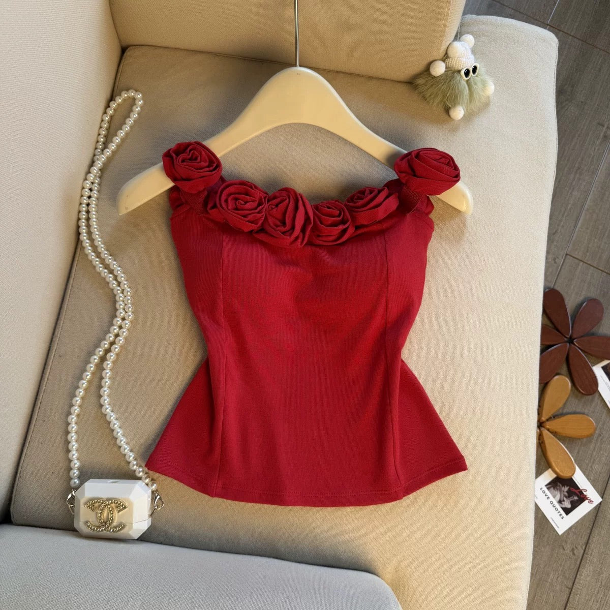 3D Rose Luxe Built-In Bra Top