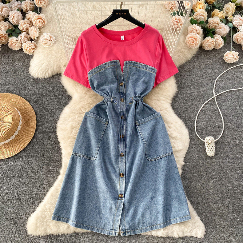 Lawcy Contrast Denim Dress