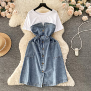 Lawcy Contrast Denim Dress