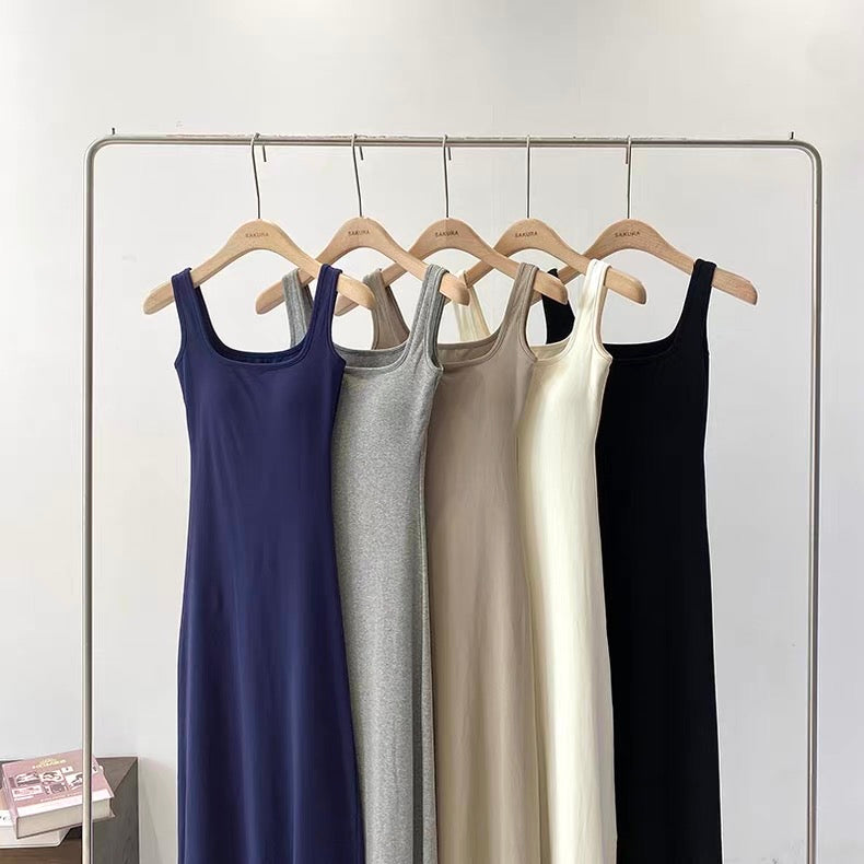 Sakura Ribbed Built-in Bra Maxi Dress