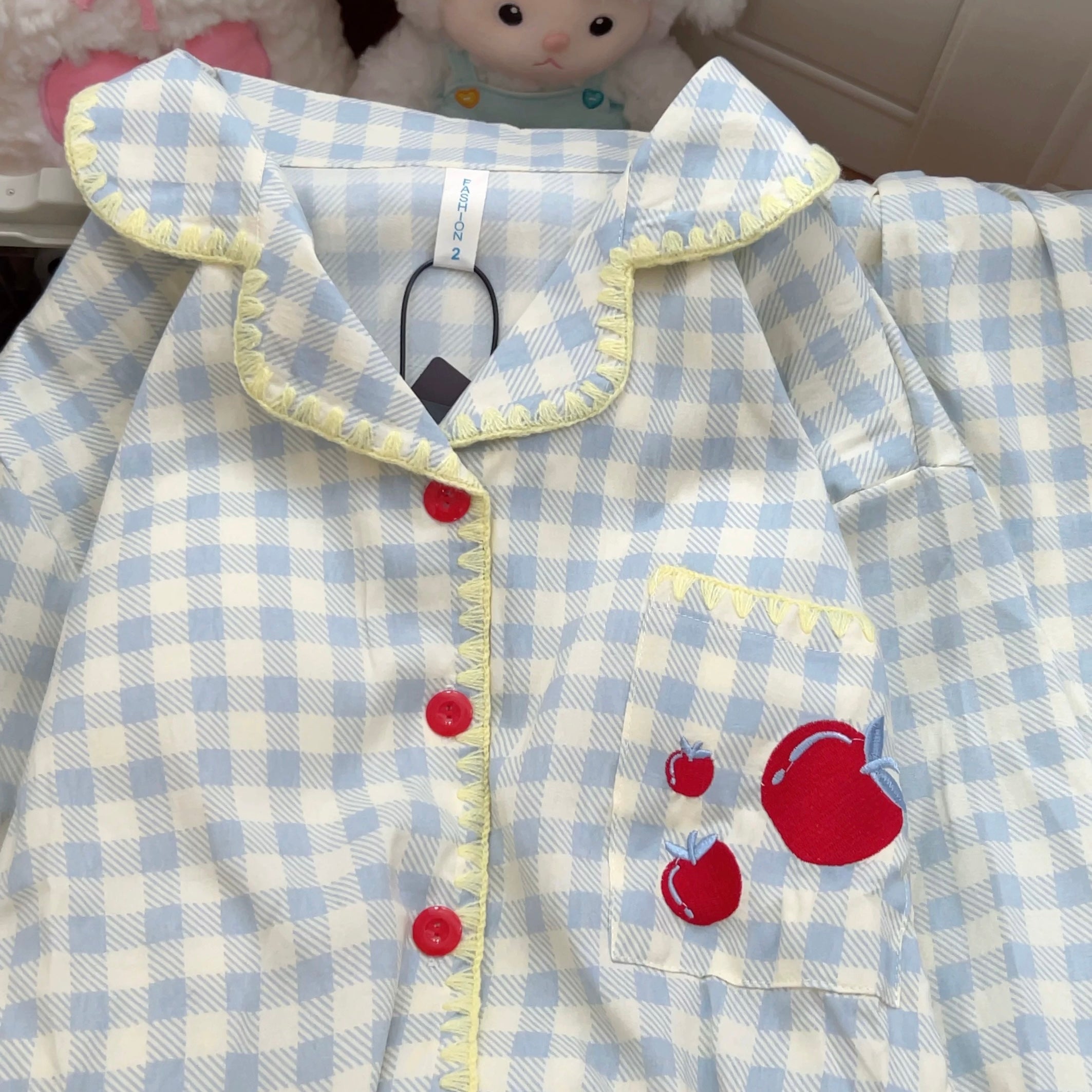 Blueberry Gingham Padded Nightsuit Set
