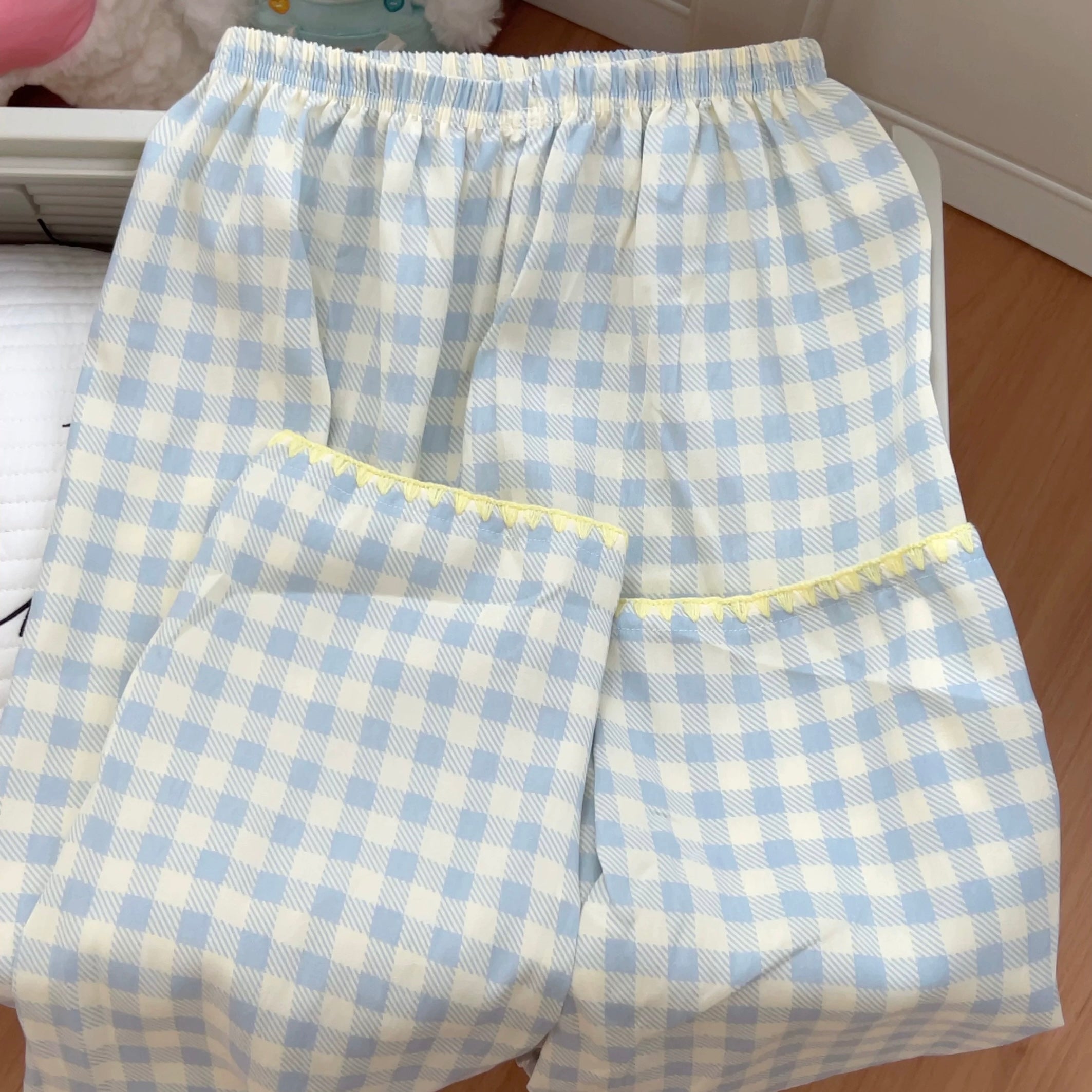 Blueberry Gingham Padded Nightsuit Set