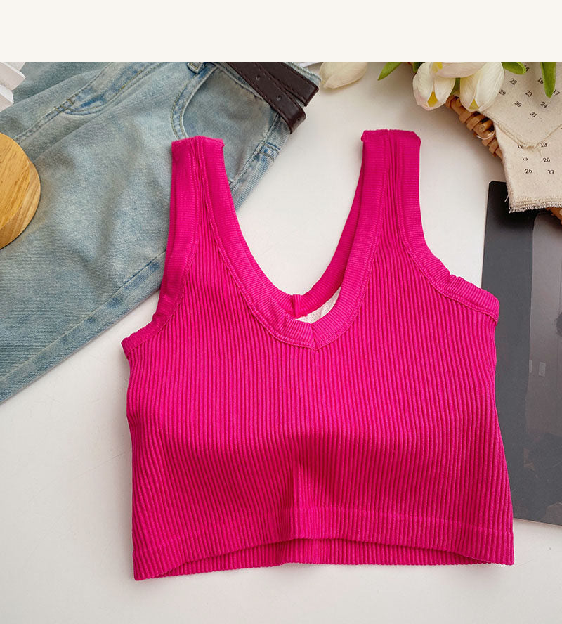 V-Neck Ribbed Padded Camisole