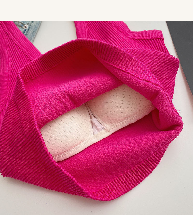 V-Neck Ribbed Padded Camisole