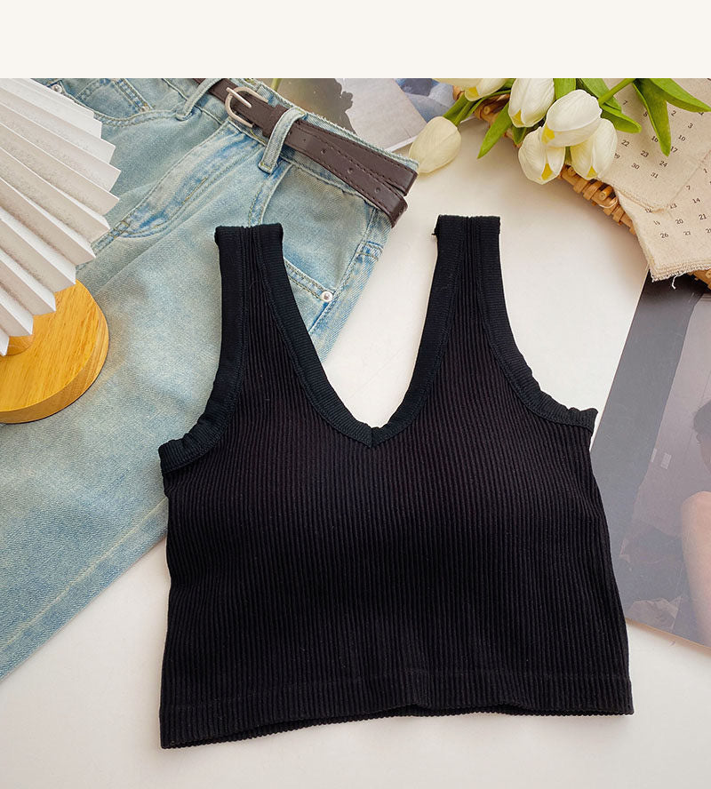 V-Neck Ribbed Padded Camisole