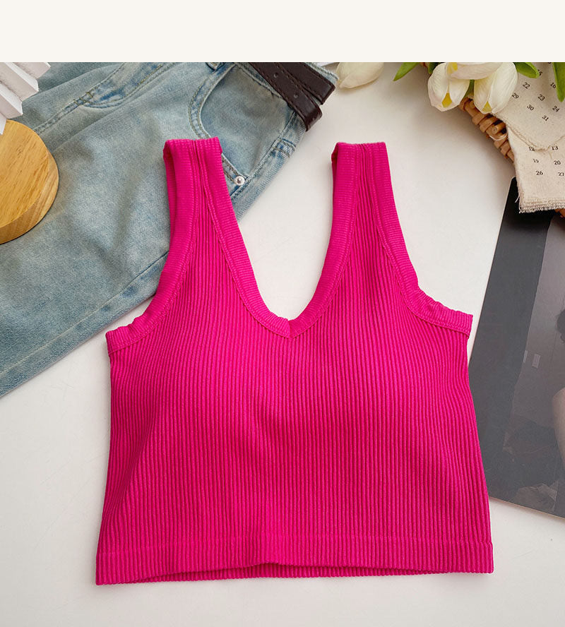 V-Neck Ribbed Padded Camisole