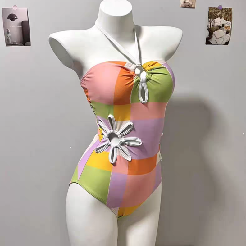 Multicolor Flower Cutout Monokini
