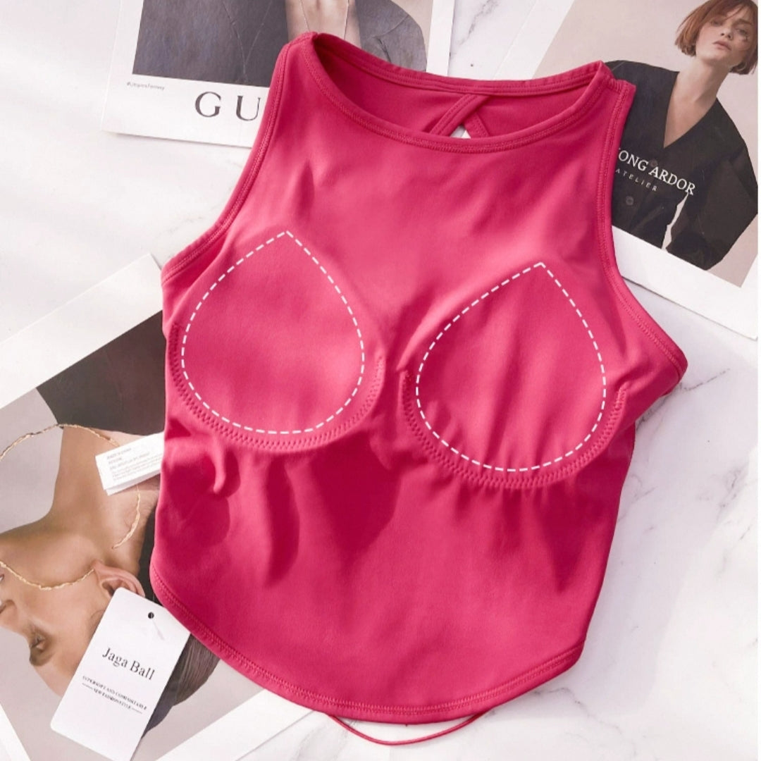 Flex Back Criss Cross Built-In Bra Tank Top