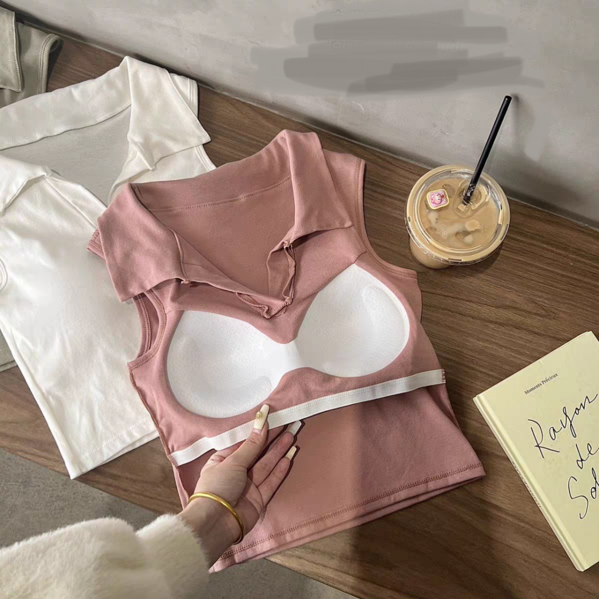 Trendy Collar Built-In Bra Top