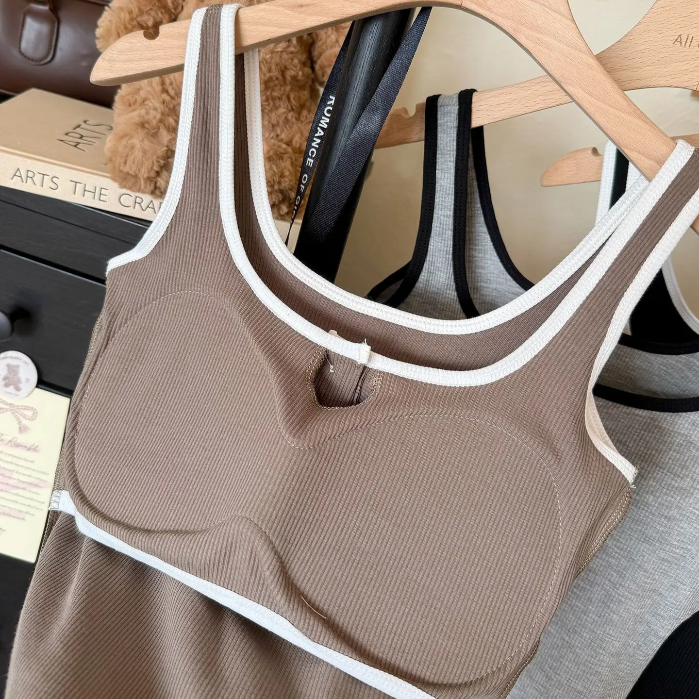 Trimmed Button-up Built-In Bra Camisole