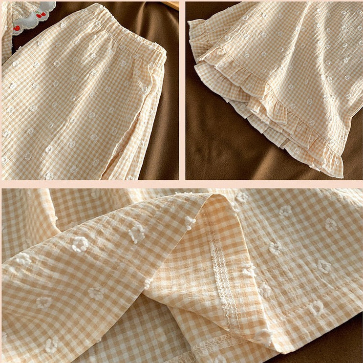 Biscuit Cherry Padded Nightsuit Set