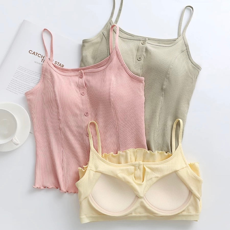 Soft Ribbed Button Down Cami Top