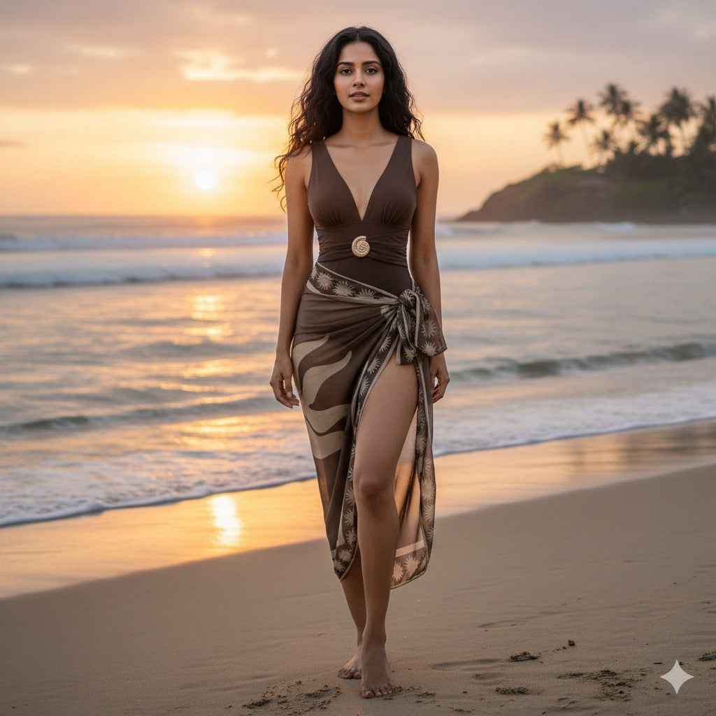 Cocoa Luxe Monokini with Sarong Set