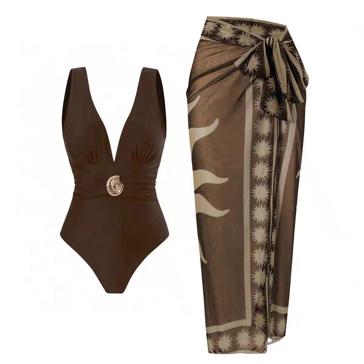 Cocoa Luxe Monokini with Sarong Set