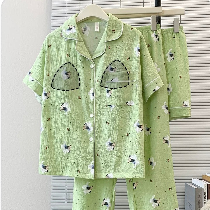 Green Puppy Tales Padded Nightsuit - 3pc Set