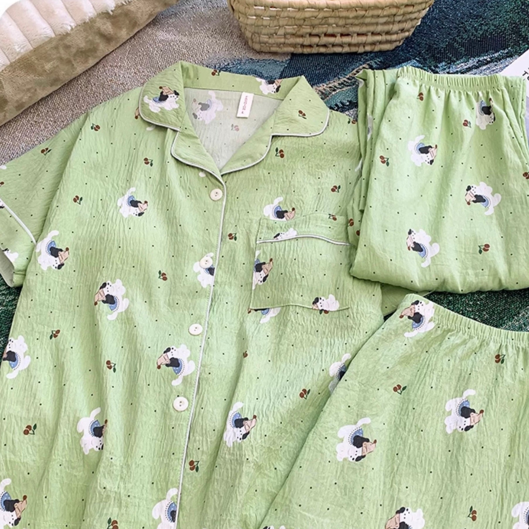 Green Puppy Tales Padded Nightsuit - 3pc Set