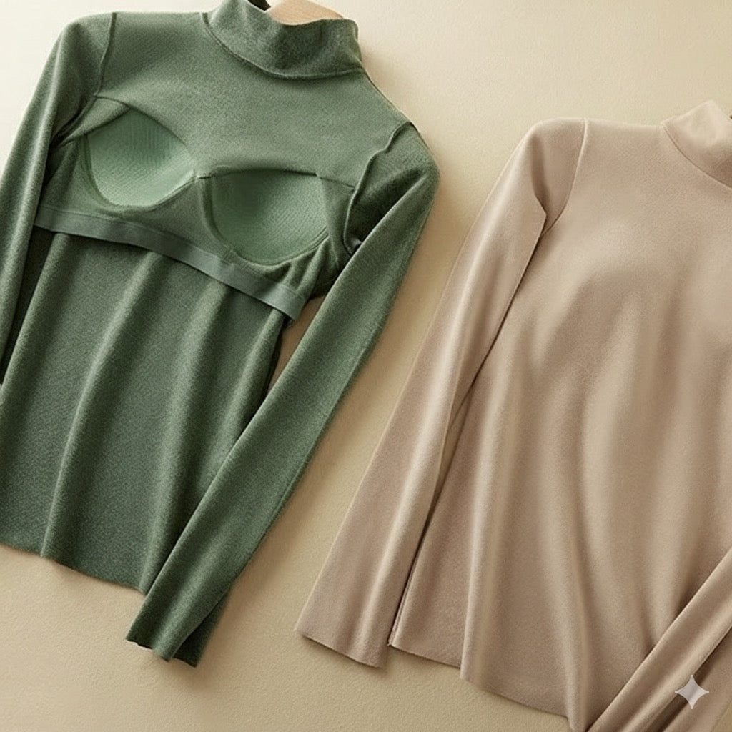 FleeceFlex High Neck Built-In Bra Tee