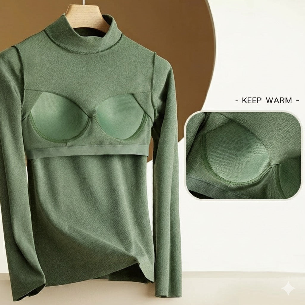 FleeceFlex High Neck Built-In Bra Tee