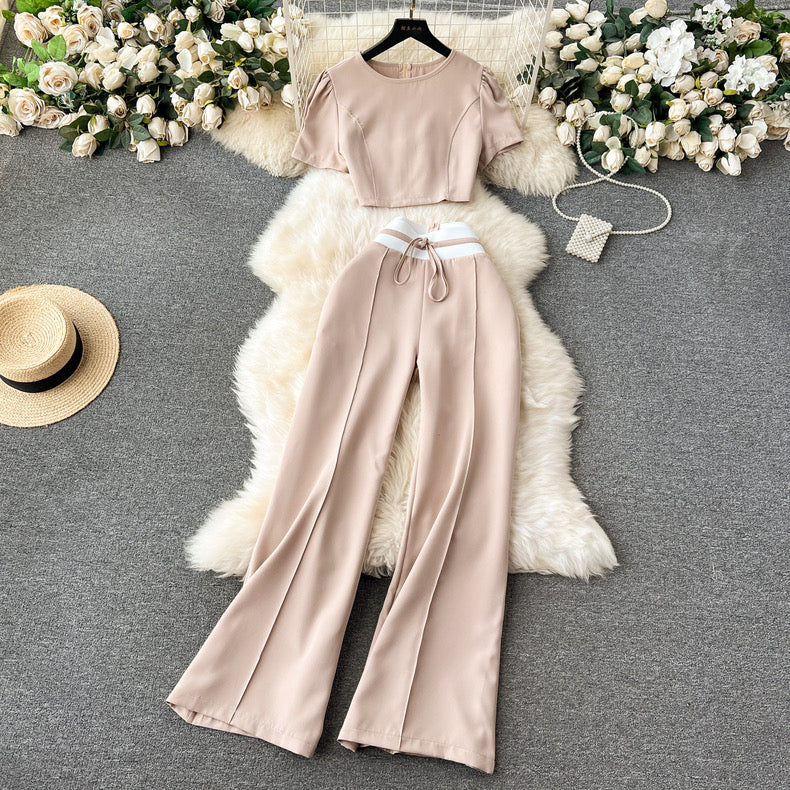 Monochrome Crop Tee And Wide Leg Pants