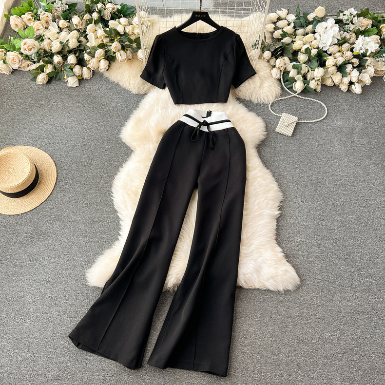 Monochrome Crop Tee And Wide Leg Pants