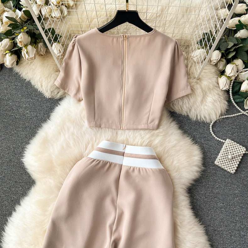 Monochrome Crop Tee And Wide Leg Pants