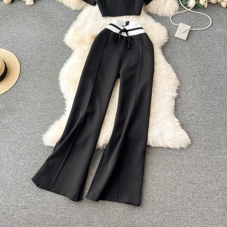 Monochrome Crop Tee And Wide Leg Pants