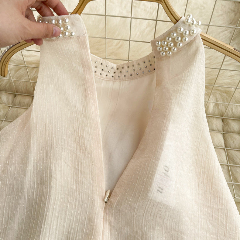 Gloria Pearl Neckline Ruffle Top