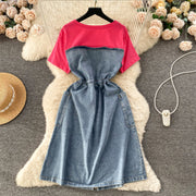 Lawcy Contrast Denim Dress