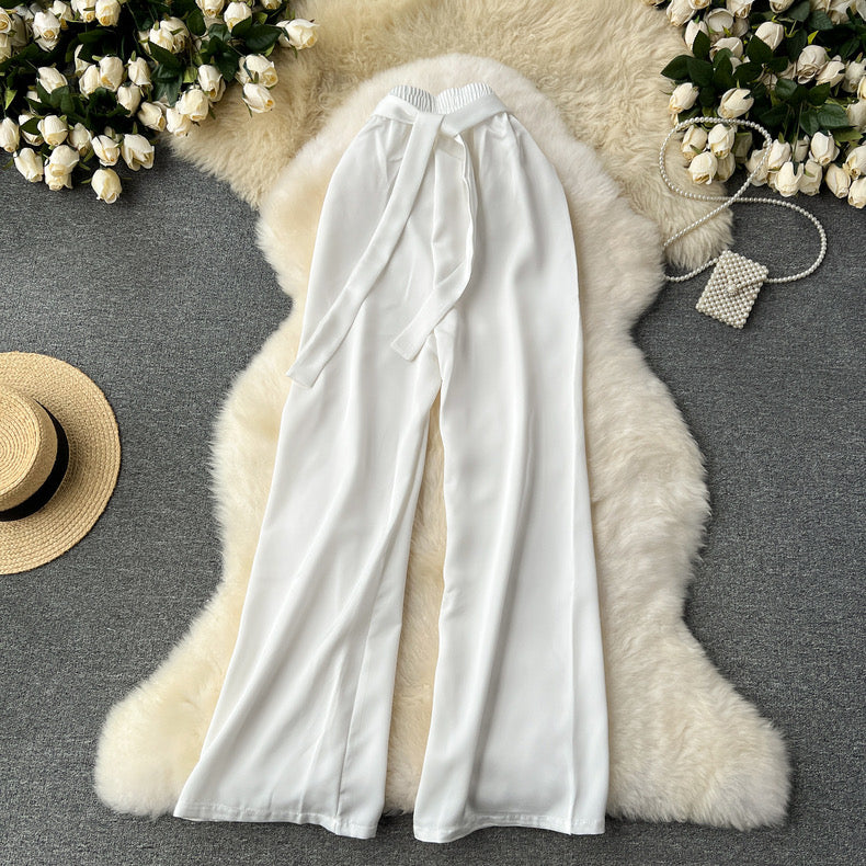 Frenchy Belted Wide Leg Satin Pants