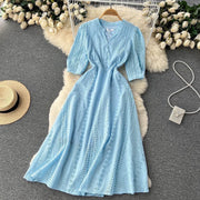 Liliana Eyelet Midi Smock Dress Version 2.0