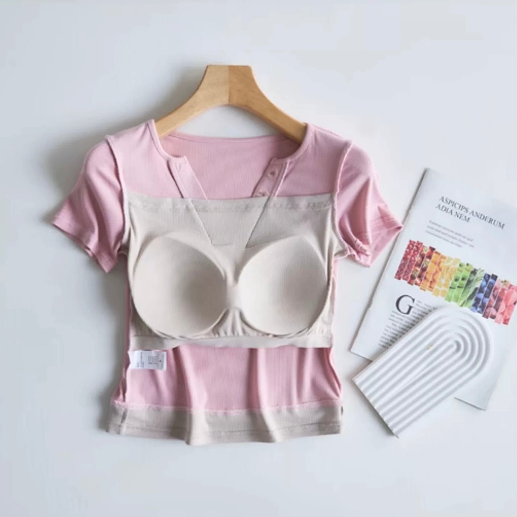 Ozark Buttoned Built-In Bra T-shirt