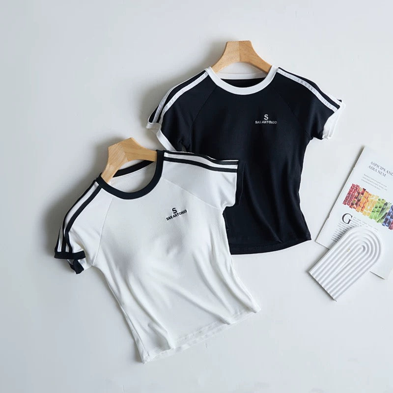 Sharon Shoulder Stripes Built-In Bra T-shirt