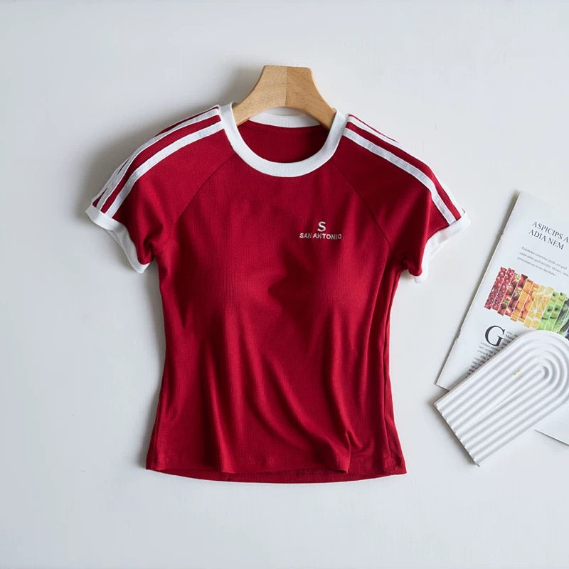 Sharon Shoulder Stripes Built-In Bra T-shirt