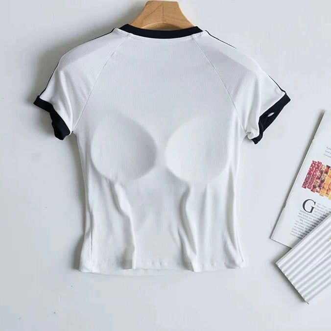 Sharon Shoulder Stripes Built-In Bra T-shirt