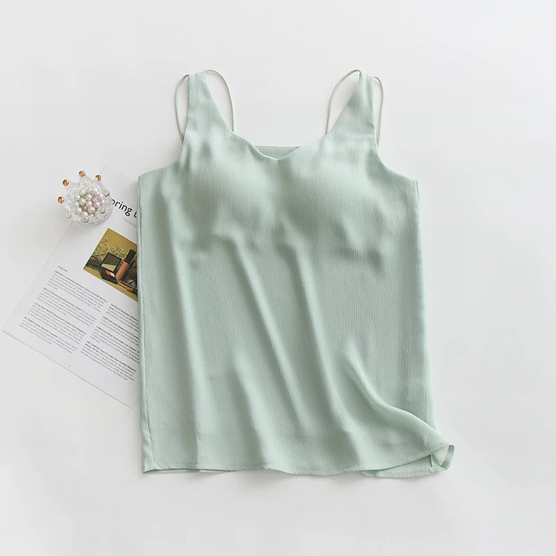 Tanya Built-In Bra Chiffon Tank Top