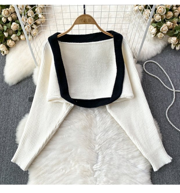 Ribbed Halter Top With Cropped cardigan