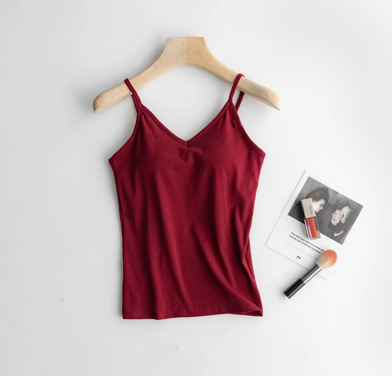 Basic V-Neck Built-In Bra Camisole