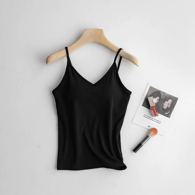 Basic V-Neck Built-In Bra Camisole