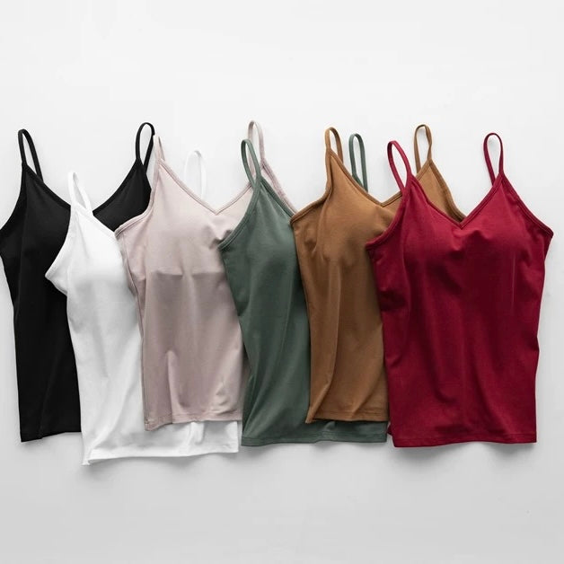 Basic V-Neck Built-In Bra Camisole