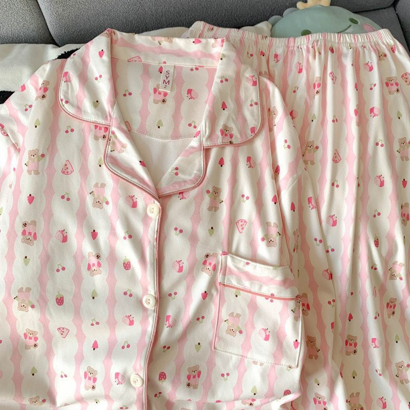 Nara Blush Bear Padded Winter Nightsuit Set