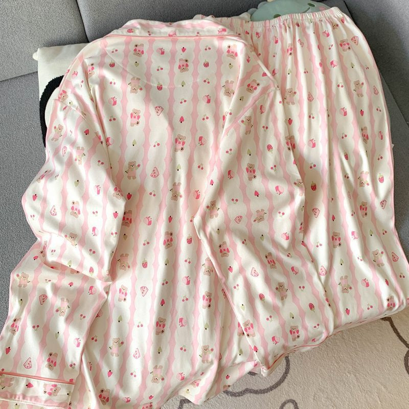 Nara Blush Bear Padded Winter Nightsuit Set