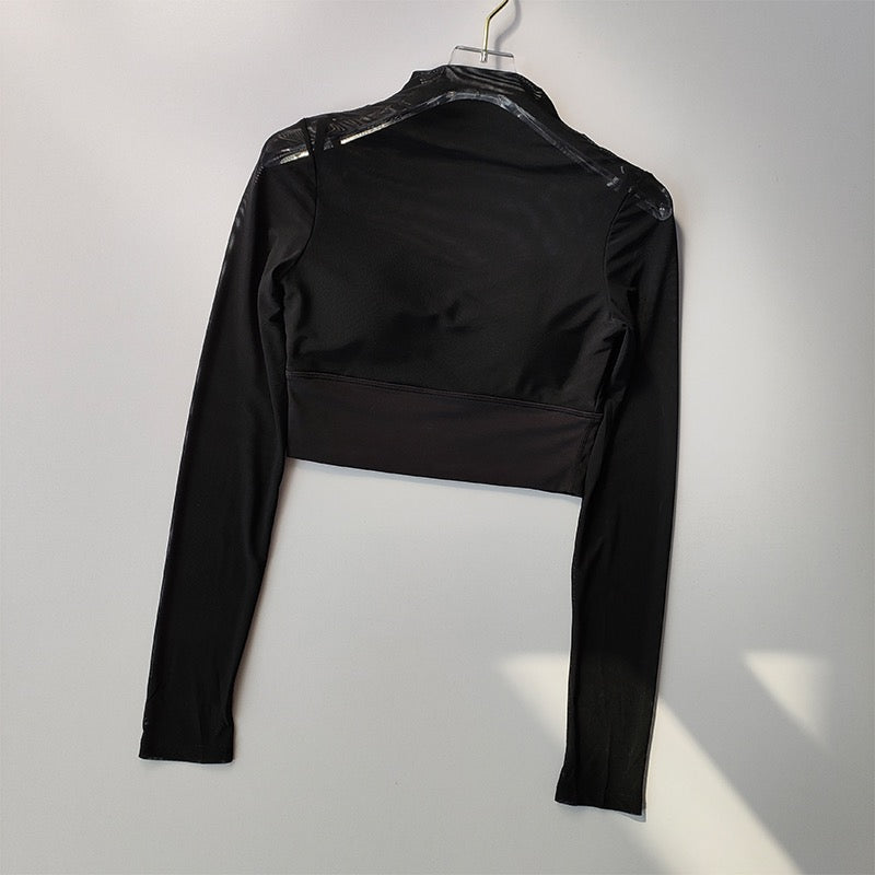 Hot Shot High Neck Padded Mesh Top