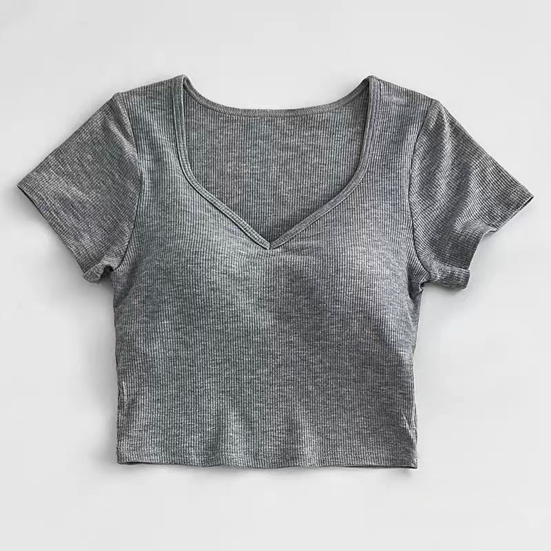 Havana V-Neck Built-In Bra T-shirt