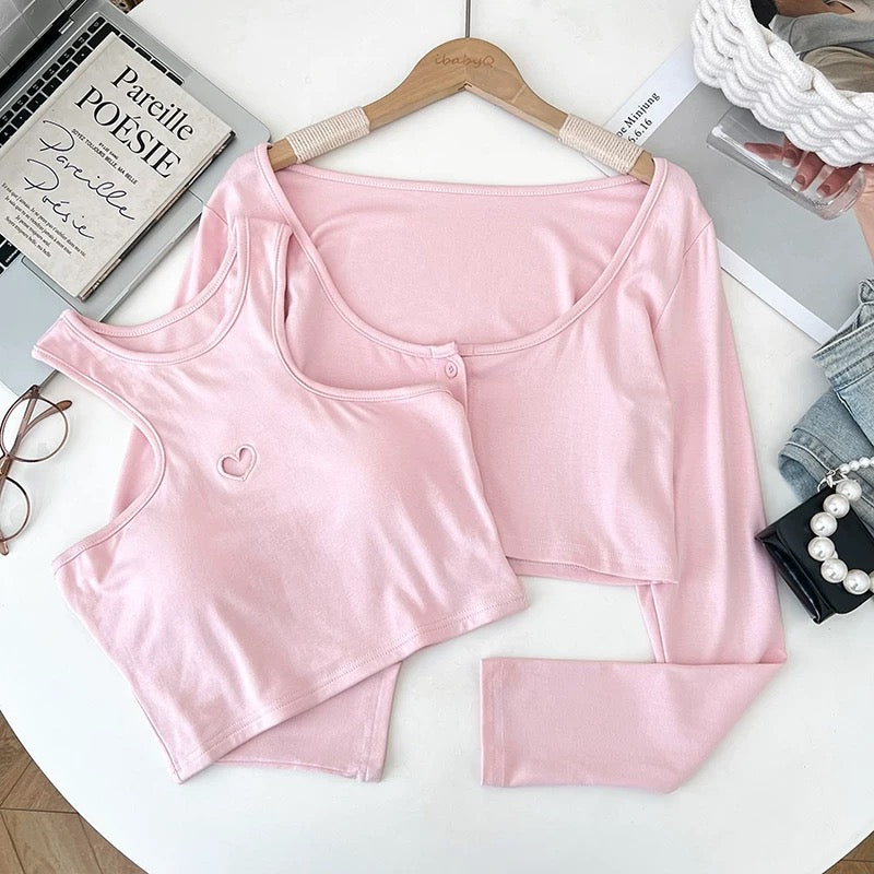 Malmo Built-In Bra Camisole With Cardigan