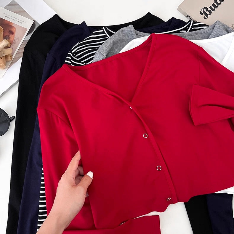 Verden Heart Built-In Bra Top with Cardigan