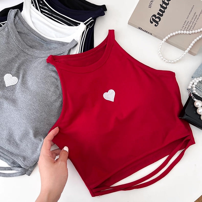 Verden Heart Built-In Bra Top with Cardigan