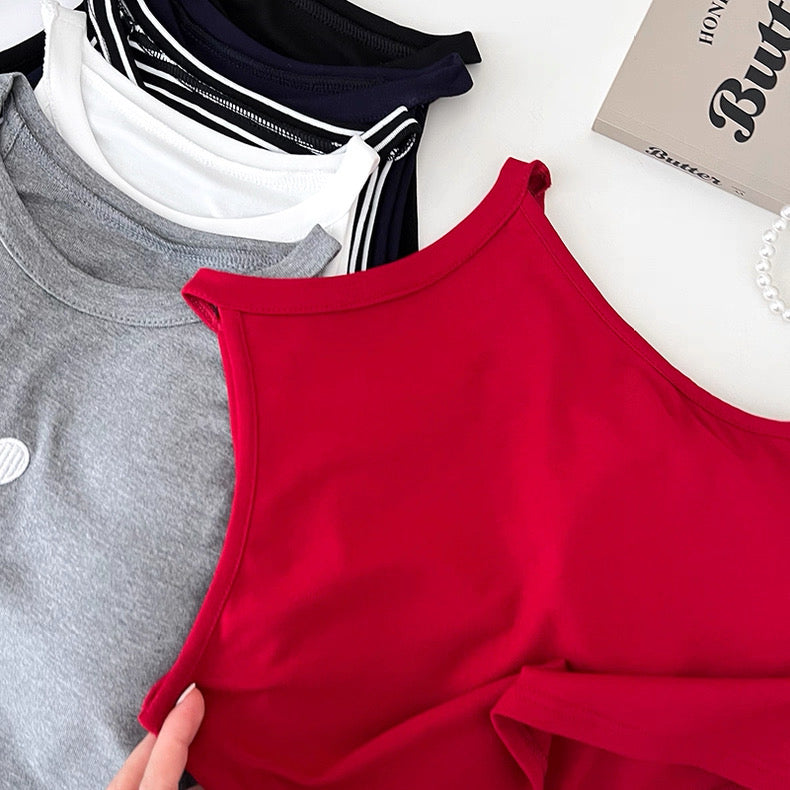 Verden Heart Built-In Bra Top with Cardigan