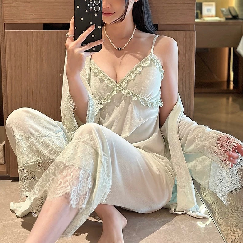 Trosa Dream Velvet Padded Nightsuit - 3pc Set